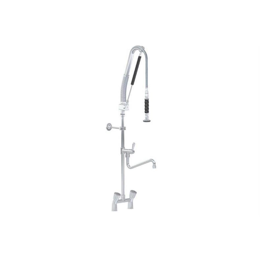 Robinet intermédiaire quart de tour en acier inoxydable à double trou pour douche de pré-rinçage - Avec pompe