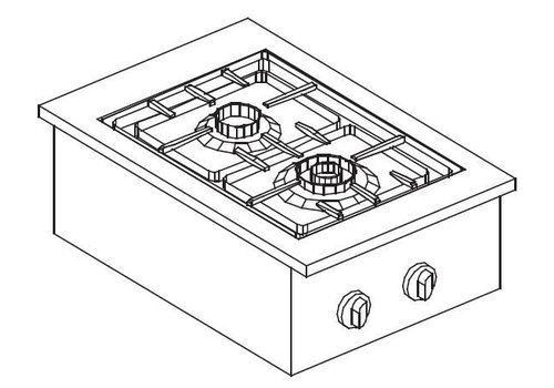  Combisteel Built-in gas cooking unit stainless steel | 2 burners 