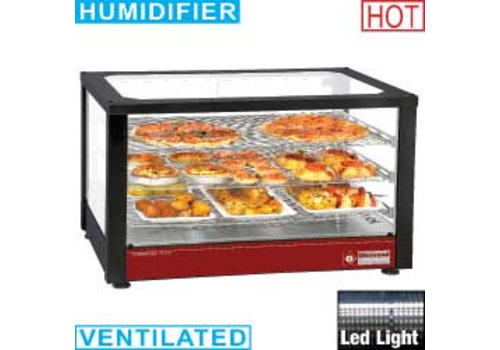  HorecaTraders Vitrine chauffante, ventilée, 3 niveaux, panoramique 