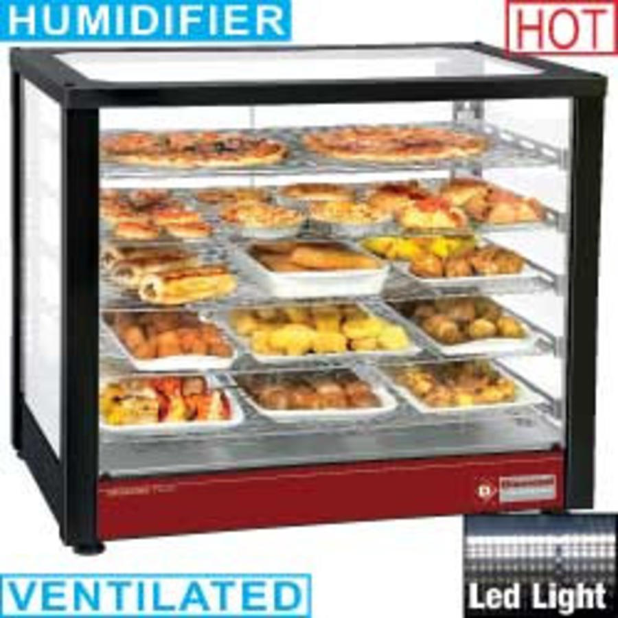 Vitrine chauffante, ventilée, 5 niveaux, panoramique