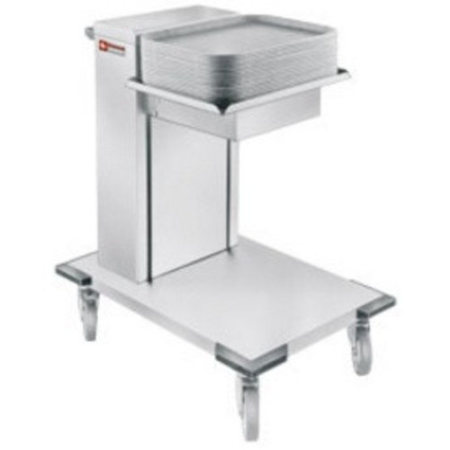  HorecaTraders Restaurant Tray Stacker Stainless Steel with Wheels 