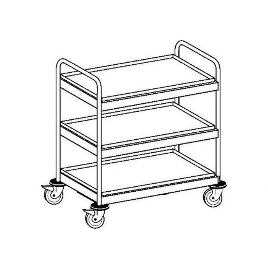 Chariot de service en acier inoxydable 3 plateaux | 3 formats