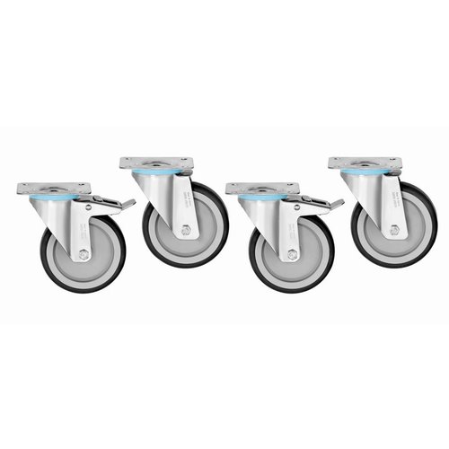  Bartscher Castor wheels set 4 pieces | 2 with brake 