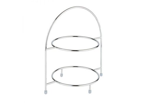  HorecaTraders Edelstahl-Etagere Standard dünne Form - 2 Etagen | Max Ø27 cm 