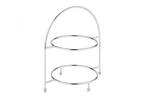  HorecaTraders Stainless steel Etagere standard thin shape - 2 Floors | Max Ø27 cm 