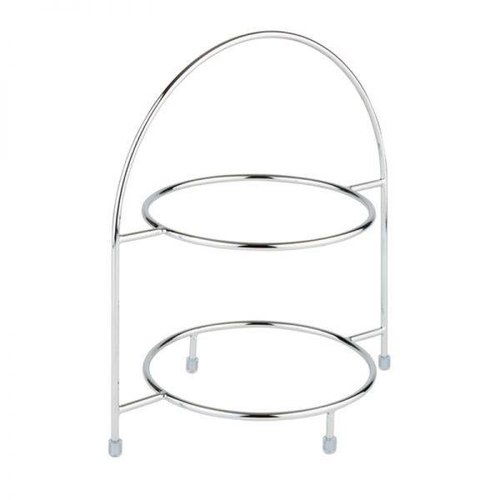  HorecaTraders Stainless steel Etagere standard thin shape - 2 Floors | Max Ø27 cm 