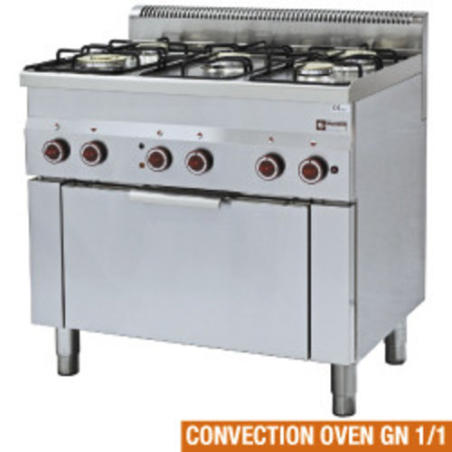  HorecaTraders Cuisinière à gaz 5 feux et four électrique à convection 