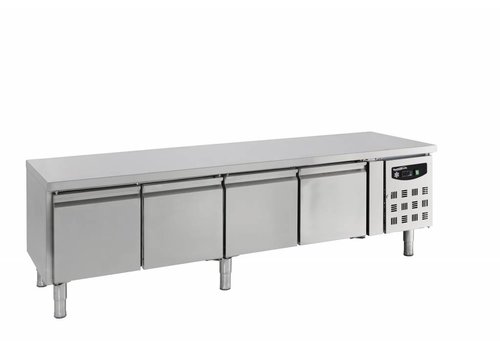  Combisteel Établi réfrigéré en acier inoxydable | 4 portes | 4 x 1/1 GN | 223 x 70 x 65 cm 