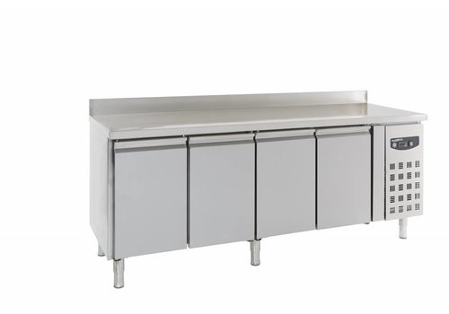  Combisteel Etabli réfrigéré inox 4 portes avec dosseret | 223 x 70 x 86/96 cm 