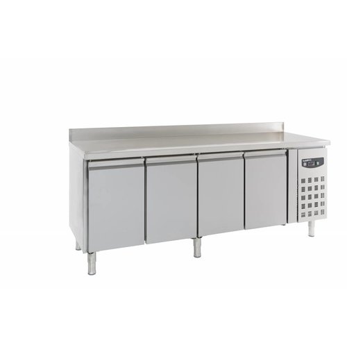  Combisteel Etabli réfrigéré inox 4 portes avec dosseret | 223 x 70 x 86/96 cm 