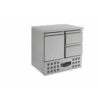 Etabli réfrigéré inox 1 porte 2 tiroirs | 90 x 70 x 87 cm