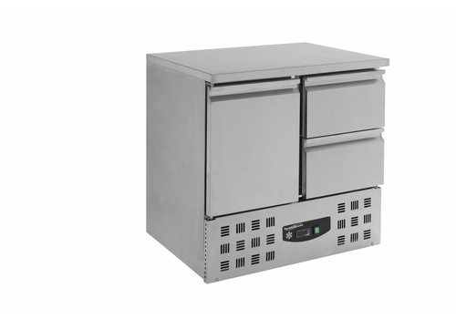  Combisteel Etabli réfrigéré inox 1 porte 2 tiroirs | 90 x 70 x 87 cm 