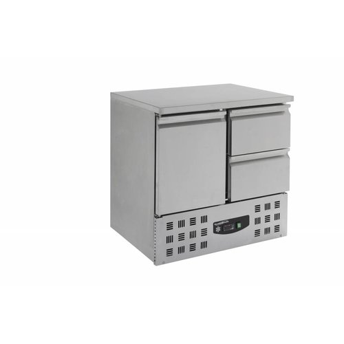  Combisteel Etabli réfrigéré inox 1 porte 2 tiroirs | 90 x 70 x 87 cm 