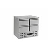 Refrigerated stainless steel workbench with 4 drawers | 90 x 70 x 87 cm