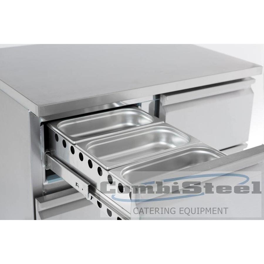 Cooled stainless steel workbench with 4 drawers | 90 x 70 x 87 cm