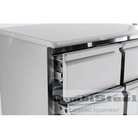 Cooled stainless steel workbench with 4 drawers | 90 x 70 x 87 cm