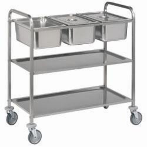  HorecaTraders Serving trolley stainless steel, 3x GN 1/1 | 2 Formats 