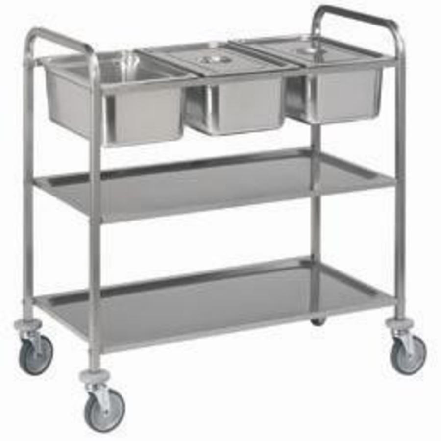 Stainless steel serving trolley, 3x GN 1/1 | 2 sizes