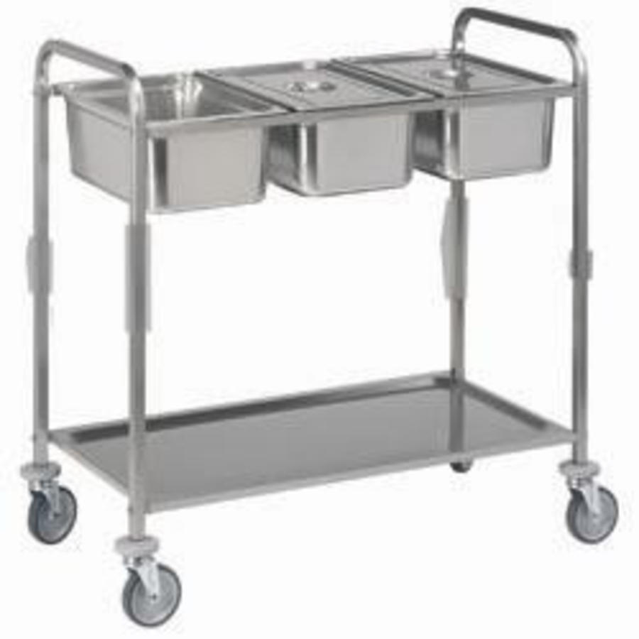 Chariot de service en acier inoxydable, 3x GN 1/1 | 2 formats