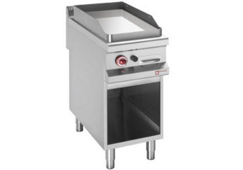 HorecaTraders Plaque de cuisson à gaz chromée avec base | (L) 400 x (P) 900 x (H) 850/920 mm 