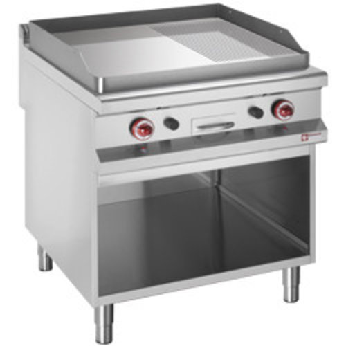  HorecaTraders Diamond verchromtes Gaskochfeld mit Unterbau 80x90xh85/92 cm 