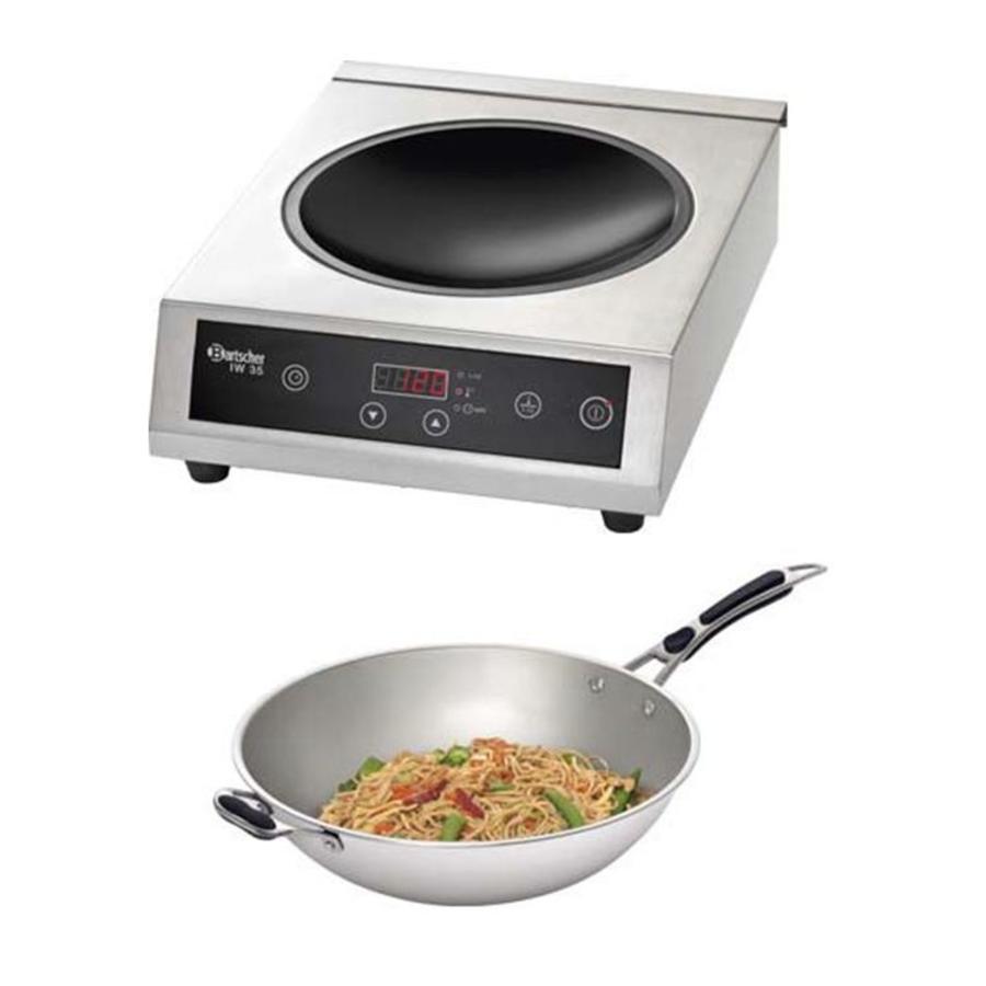 Ensemble wok rond à induction avec poêle wok 3500 watts | Zone 26cmØ