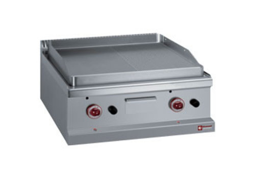  HorecaTraders Plaque de cuisson à gaz en acier inoxydable | Verre/Nervuré | 70x70xh25/32 cm 