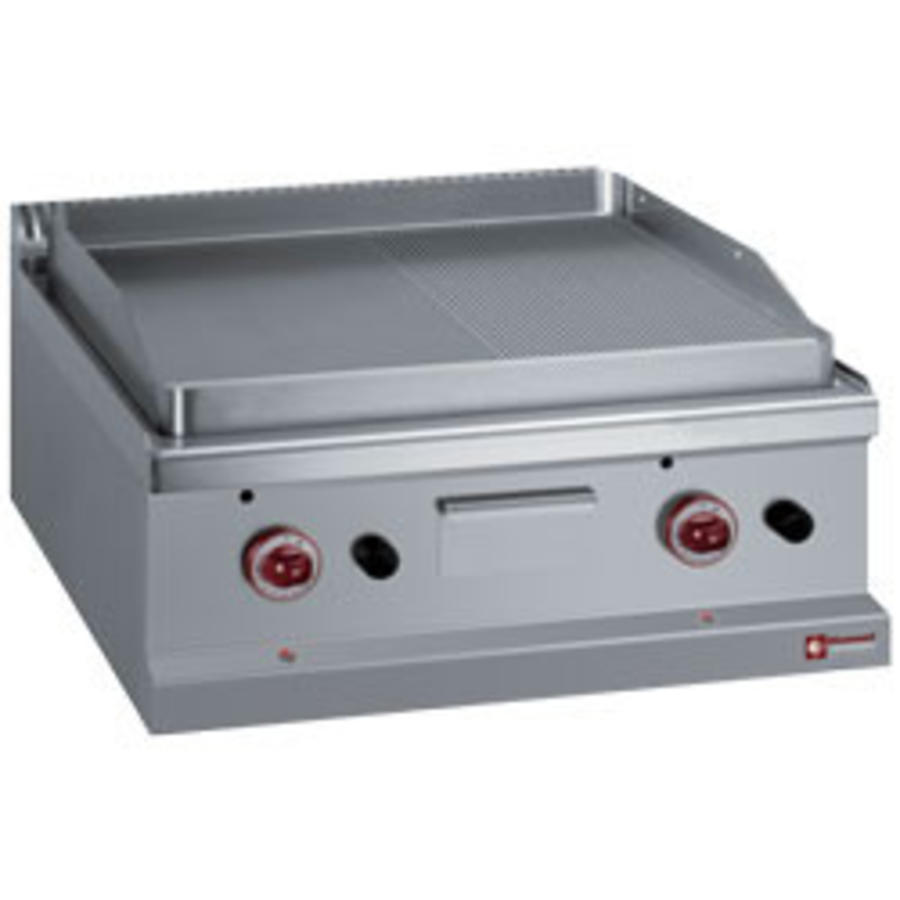 Stainless steel gas grill plate | Glass/Ribbed | 70x70xh25/32 cm