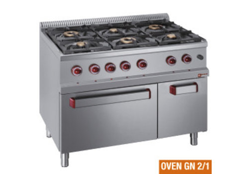  HorecaTraders Cuisinière à gaz Diamond avec four à gaz | 6 brûleurs 