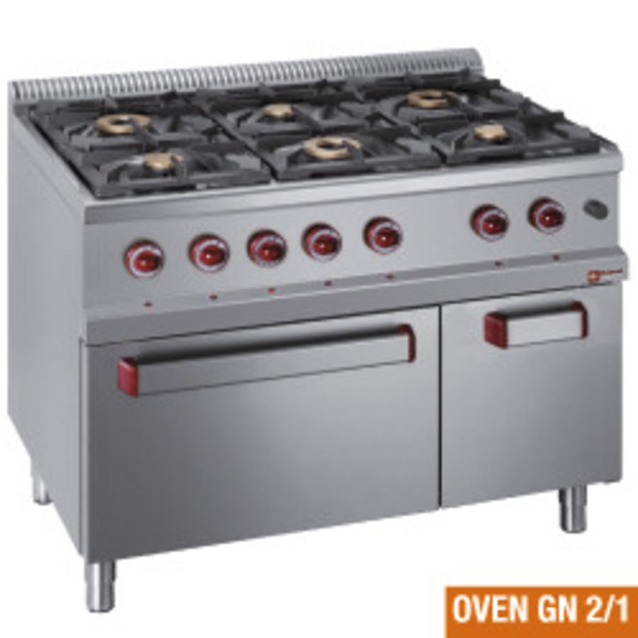 Cuisinière à gaz avec four à gaz | 6 brûleurs