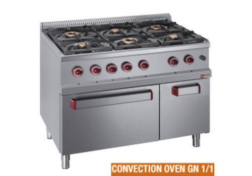  HorecaTraders Gas cooker with electric convection oven | 6 burners 