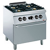 HorecaTraders Gas stove with gas oven | 4 x 5.5 kW burners