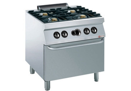  HorecaTraders Cuisinière à gaz Diamond avec four à gaz | 4 brûleurs de 5,5 kW 