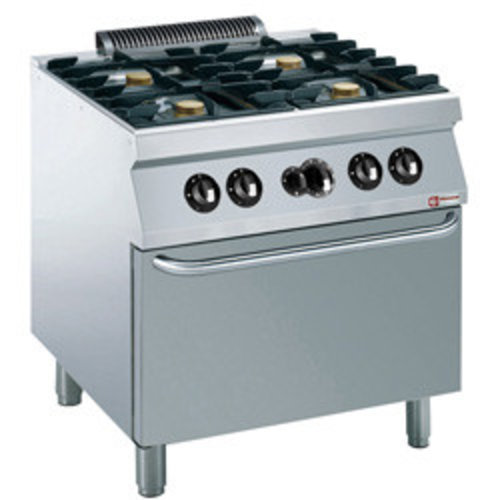  HorecaTraders Diamond Gas stove with gas oven | 4 x 5.5 kW burners 