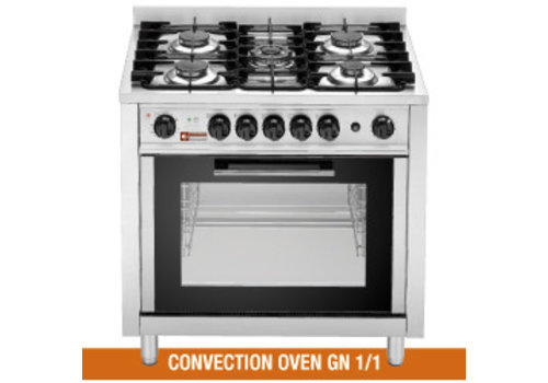  HorecaTraders Cuisinière à gaz avec four électrique à convection | 5 brûleurs 
