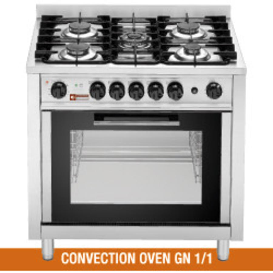 Cuisinière à gaz avec four électrique à convection | 5 brûleurs