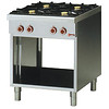 HorecaTraders Gas Stove | 4 burners and open cupboard