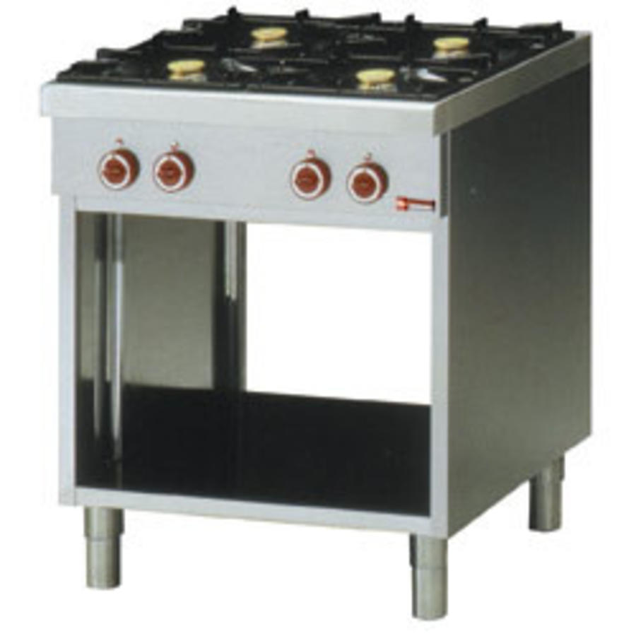 Cuisinière à gaz | 4 feux et placard ouvert