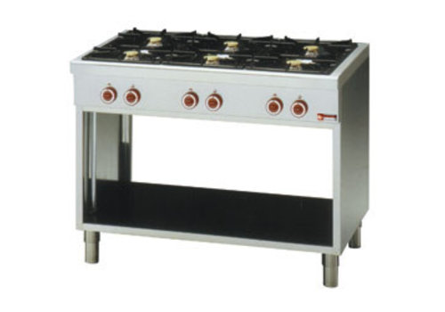  HorecaTraders Cuisinière à gaz Diamond | 6 feux et placard ouvert 