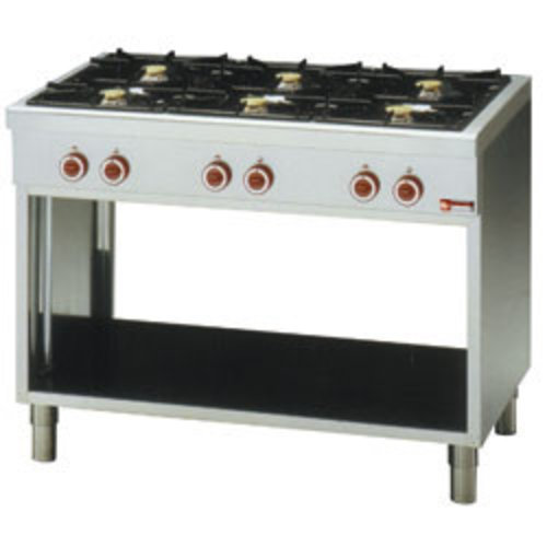  HorecaTraders Cuisinière à gaz Diamond | 6 feux et placard ouvert 