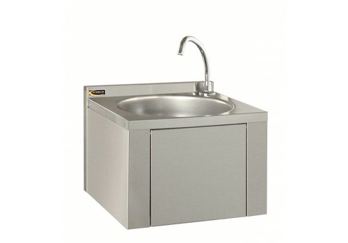  HorecaTraders Lavabo avec robinet et commande au genou | Acier inoxydable 