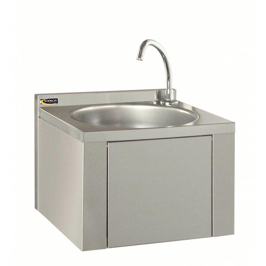 Lavabo avec robinet et commande au genou | Acier inoxydable