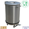 HorecaTraders Stainless Steel Watertight Garbage Bucket with Pedal | 95 liters