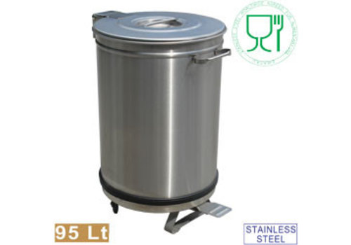  HorecaTraders Stainless Steel Watertight Garbage Bucket with Pedal | 95 liters 