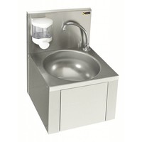Lavabo à commande au genou avec distributeur de savon | Acier inoxydable