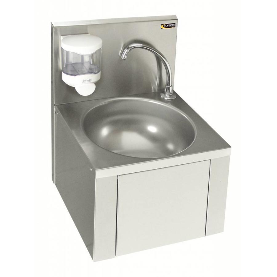 Stainless Steel Sink With Knee Control & Faucet And Soap Dispenser