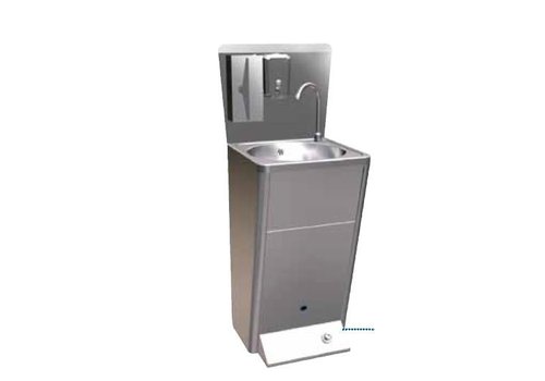  HorecaTraders Stainless Steel Sink With Foot Control & Waste Bin And Soap Dispenser 