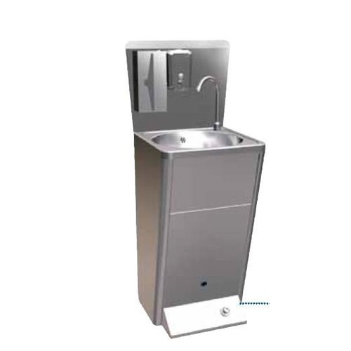  HorecaTraders Stainless Steel Sink With Foot Control & Waste Bin And Soap Dispenser 