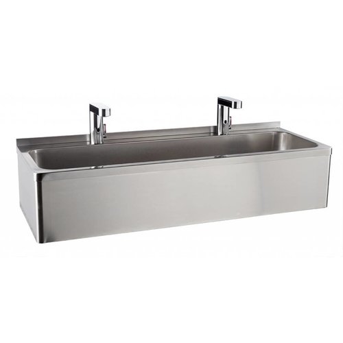  HorecaTraders Lavabo double en acier inoxydable | 2 robinets électroniques 