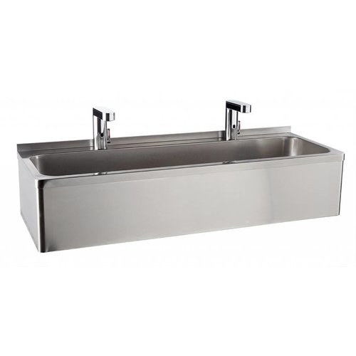  HorecaTraders Stainless Steel Wash Basin Double | 2 Electronic Taps 